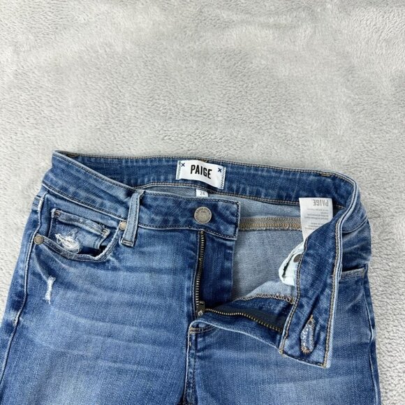 Paige Verdugo Ankle Blue Denim Distressed Jeans 24x27 - Picture 9 of 13